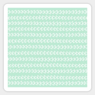 Mint Green and White Hand Drawn Triangles Pattern Sticker